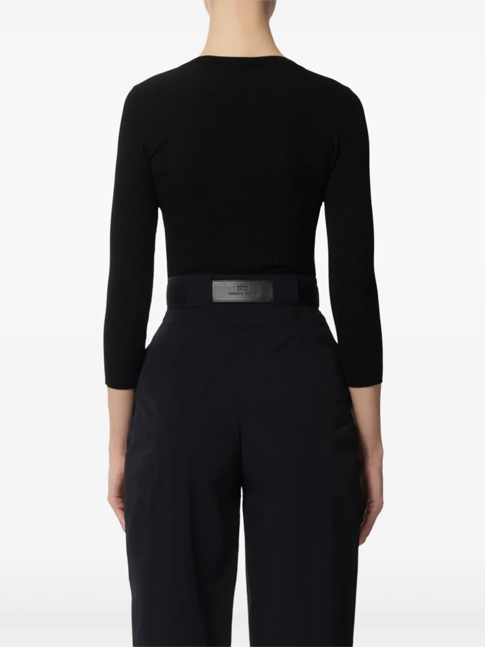 Elisabetta Franchi ribbed v-neck sweater Zwart