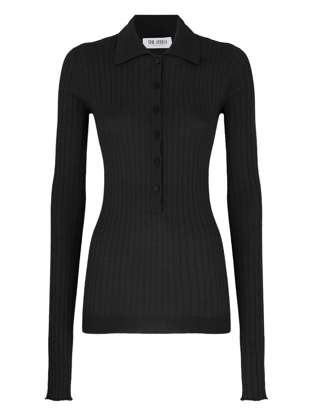 The Attico playera tipo polo de canalé grueso | negro | Image 1