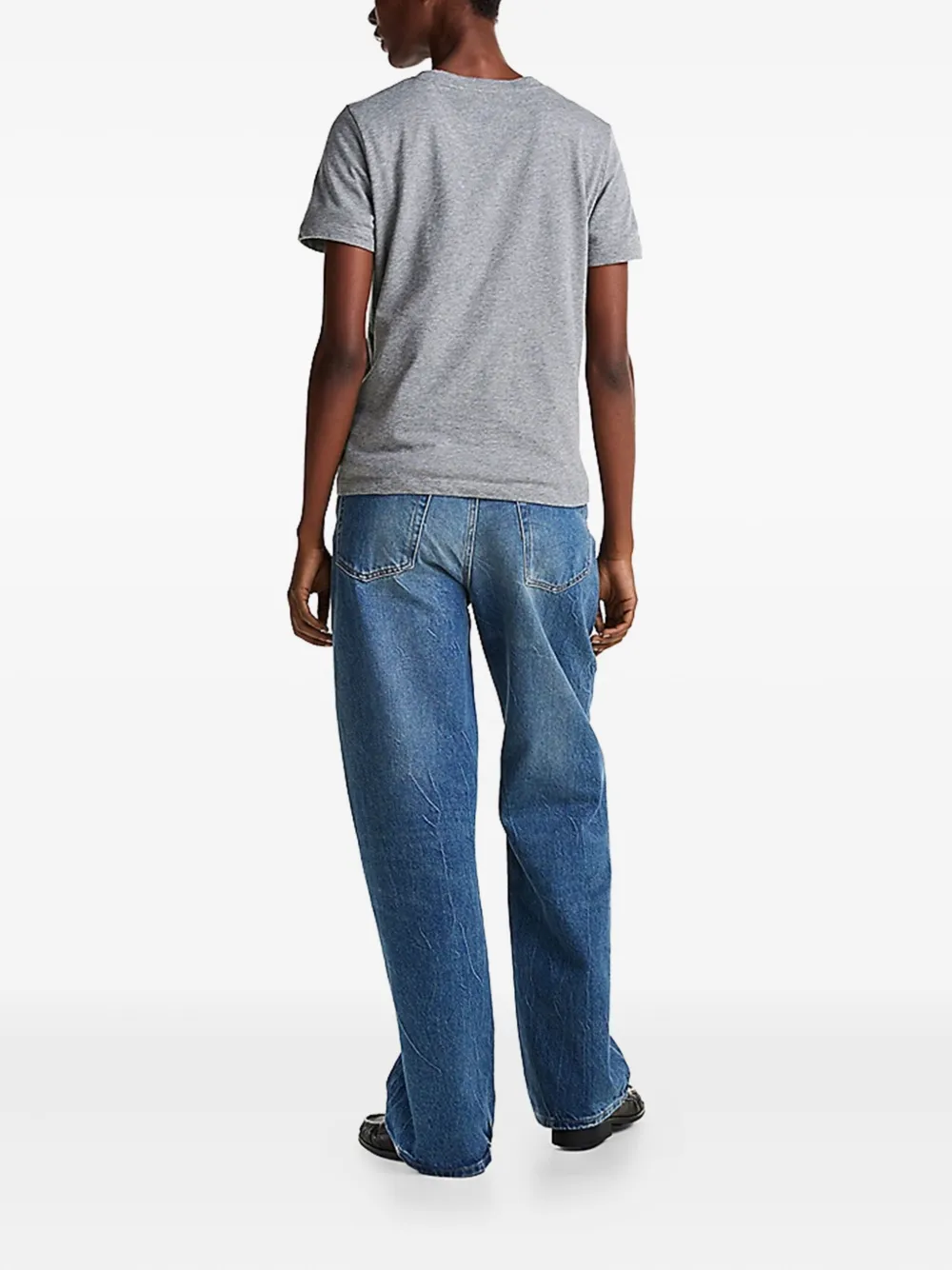 Tommy Hilfiger Logo Round Neck T-shirt In Gray