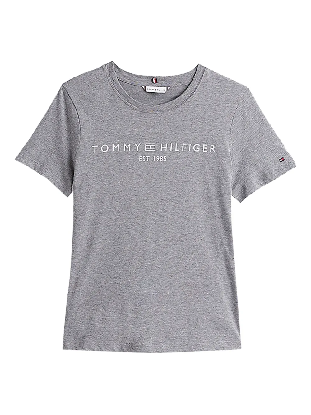 Tommy Hilfiger Logo Round Neck T-shirt In Gray