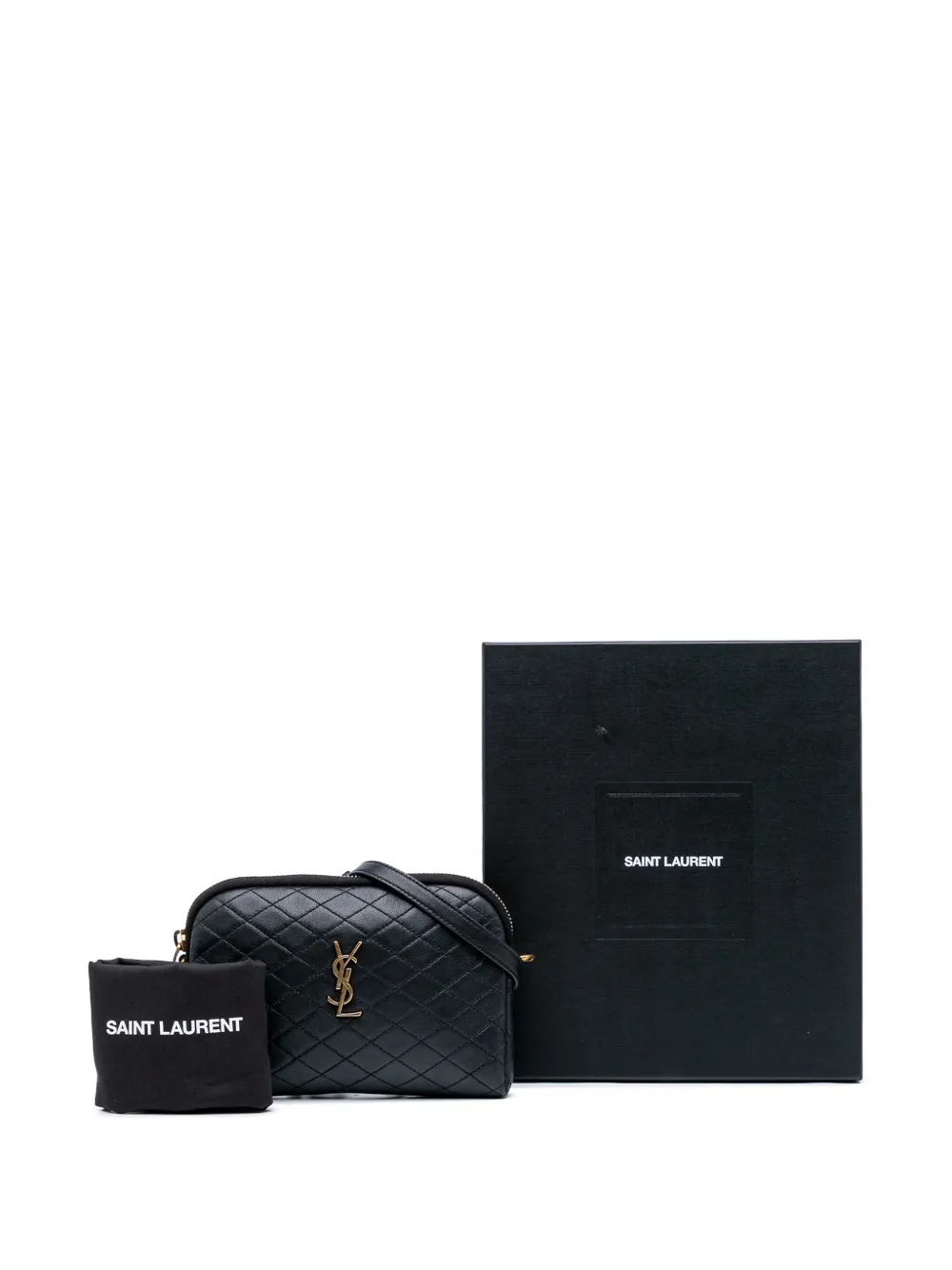 ≪洗練された個性≫【YSL】ミニギャビー ラムスキン ブラック Saint Laurent Pre-Owned 2022 ミニ マトラッセ ラムスキン