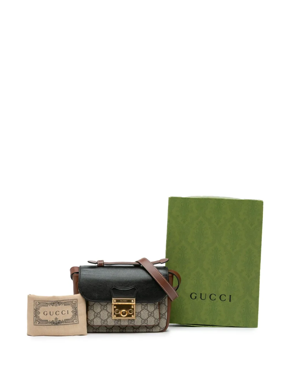 Gucci Pre-Owned Borsa a tracolla mini in tessuto GG Supreme e pelle di vitello con lucchetto, battente e tasca 2016-2024 | Image 6