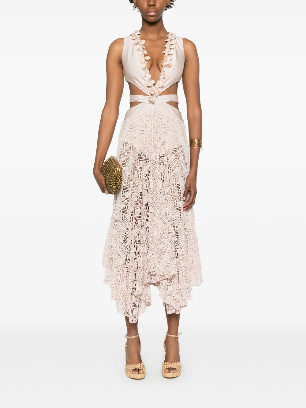 Patricia Bonaldi perforated midi dress - Beige