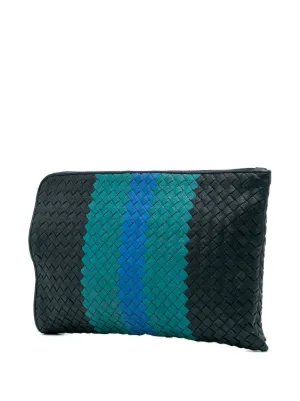 【関税&送料込】Bottega Veneta Clutch Bottega Veneta The Pouch woven leather clutch in blue