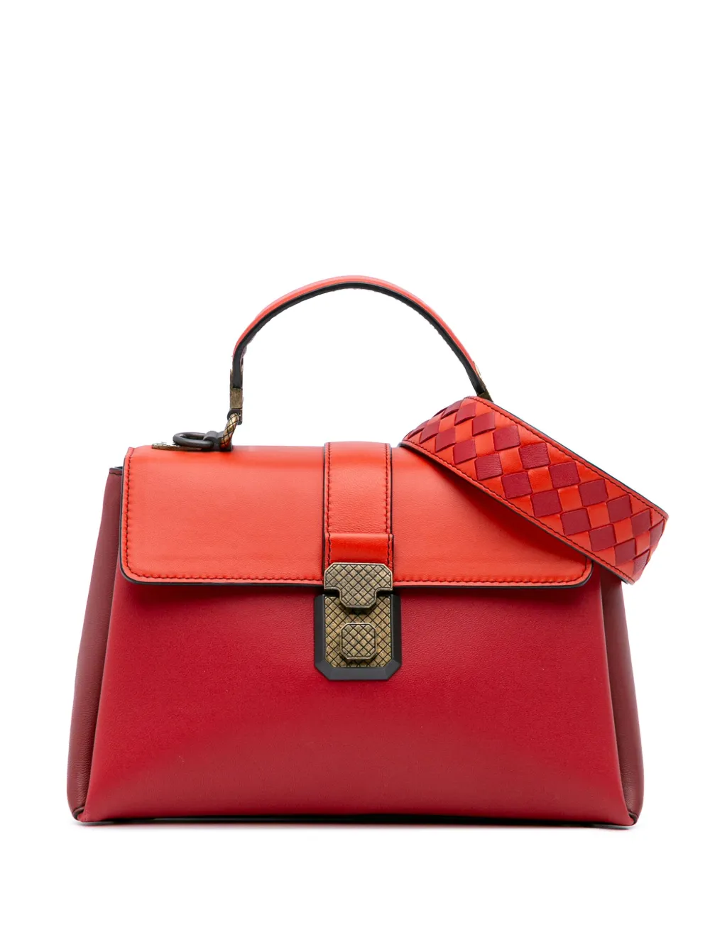 Bottega Veneta Pre-Owned 2012-2024 スモール ナッパ ピアッツァ サッチェルバッグ - オレンジ Bottega Veneta Pre-Owned 2012-2024 スモール ナッパ ピアッツァ サッチェルバッグ - オレンジ