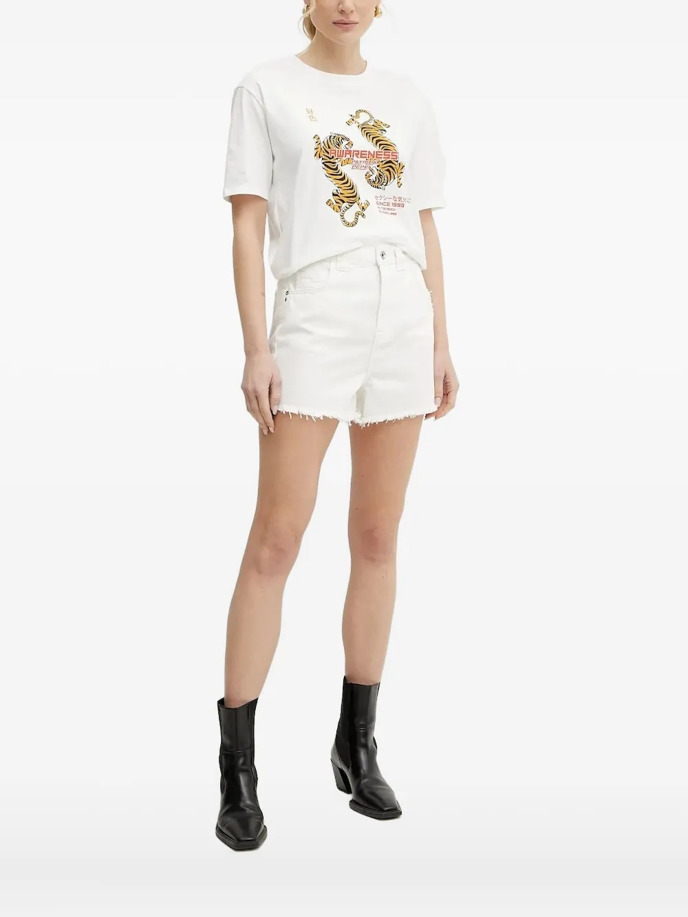 Patrizia Pepe T-shirt met tijgerprint Wit