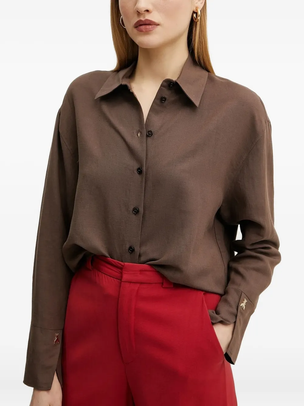 Patrizia Pepe Fly-detail shirt | Brown | Image 1
