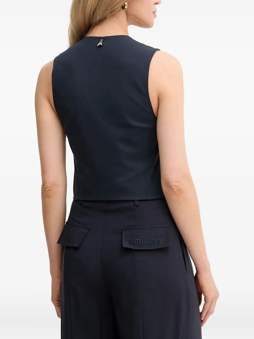 Patrizia Pepe Mouwloze jas met knoopsluiting Blauw