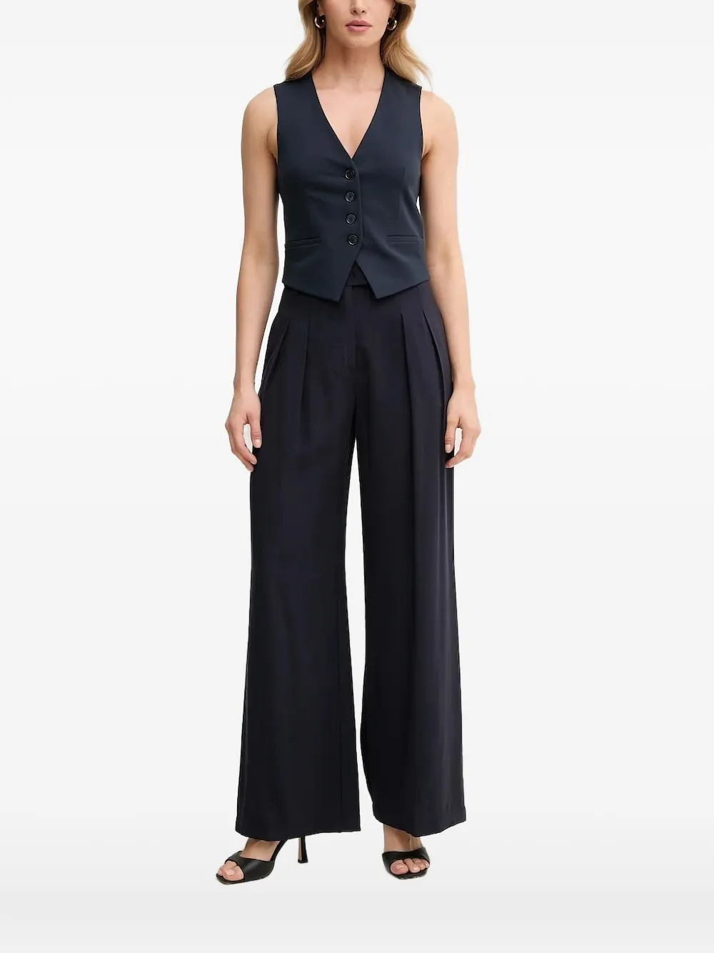 Patrizia Pepe Button-fastening Sleeveless Waistcoat In Blue