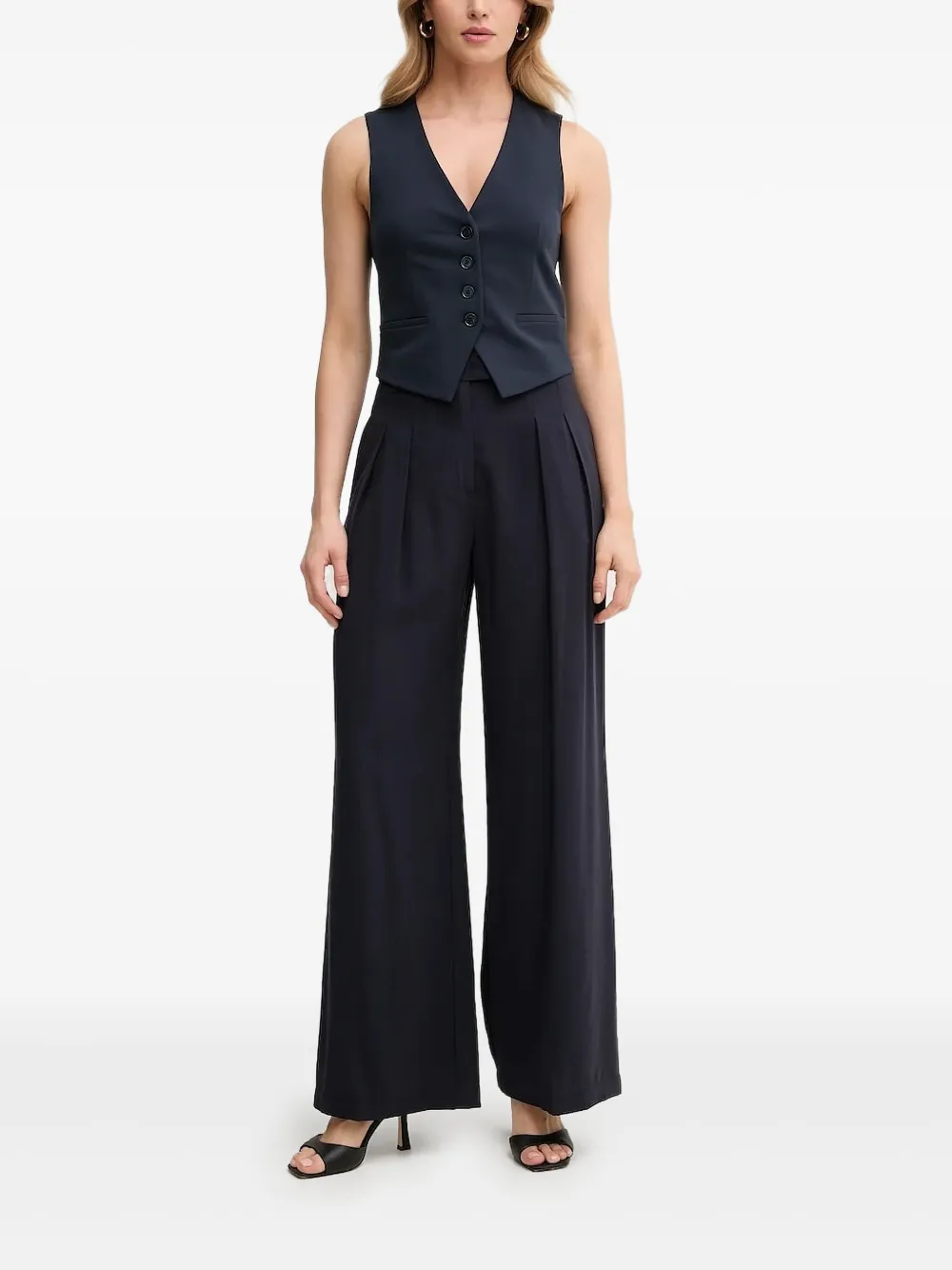 Patrizia Pepe Mouwloze jas met knoopsluiting Blauw
