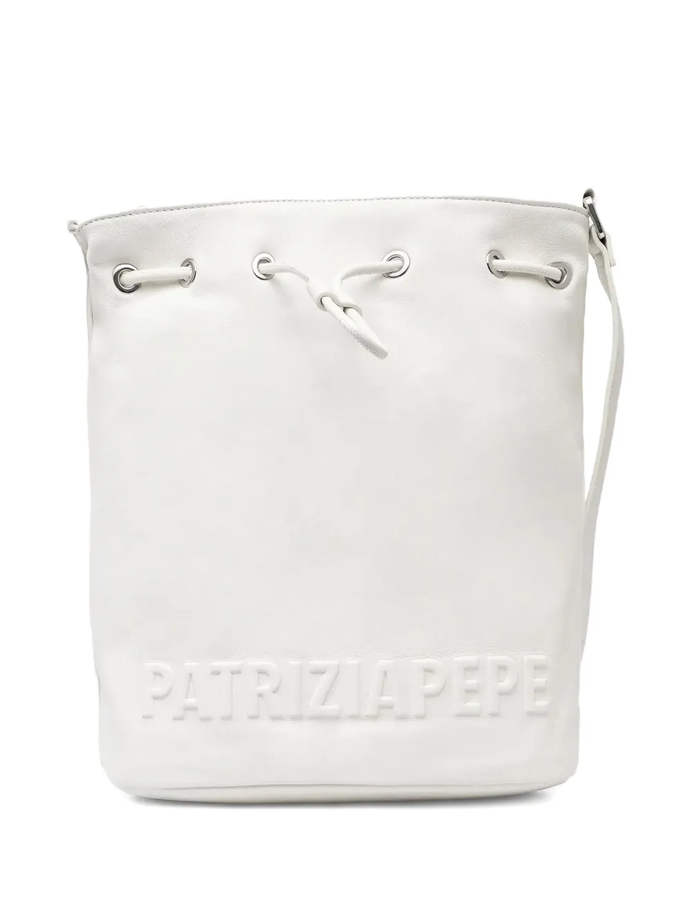 logo-embossed drawstring bucket bag
