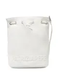 Patrizia Pepe logo-embossed drawstring bucket bag - White