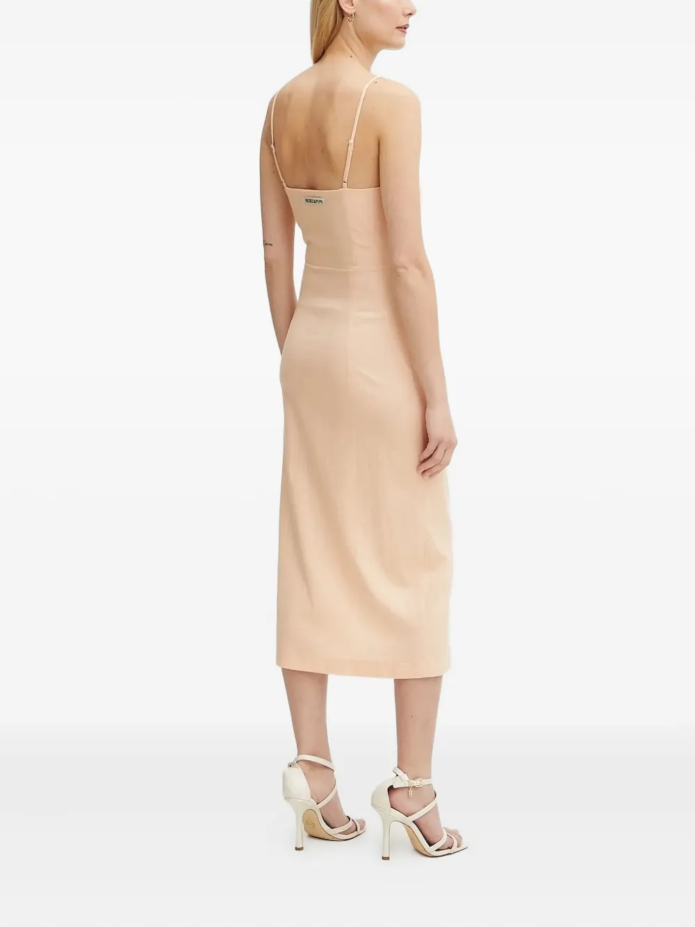 Patrizia Pepe Midi-jurk met gesmockte hals - Beige