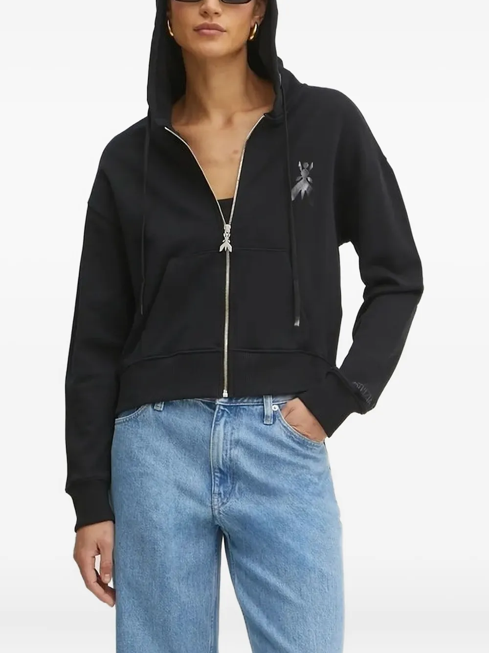 Patrizia Pepe Hoodie met logodetail Zwart