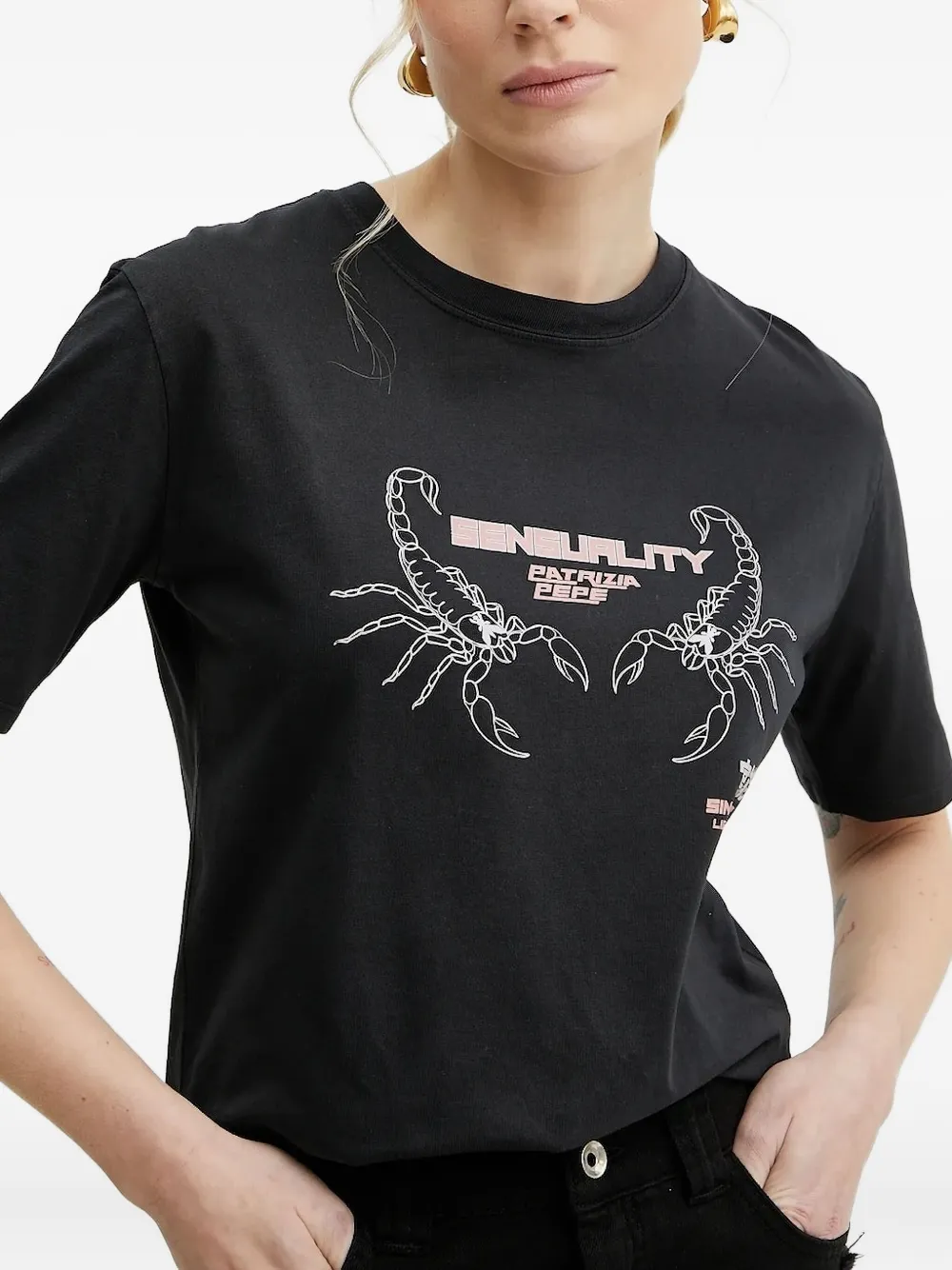 Patrizia Pepe T-shirt met logoprint Zwart