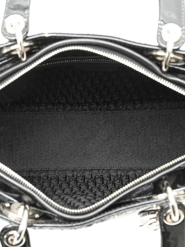 美品・ヴィンテージ【Dior】2009 パテント サッチェルバッグ Christian Dior Pre-Owned 2009 ラージ パテント カナージュ