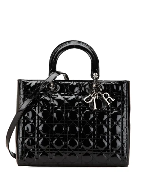 Christian Dior Pre-Owned stor lakeret Cannage Lady Dior satchel-taske fra 2009