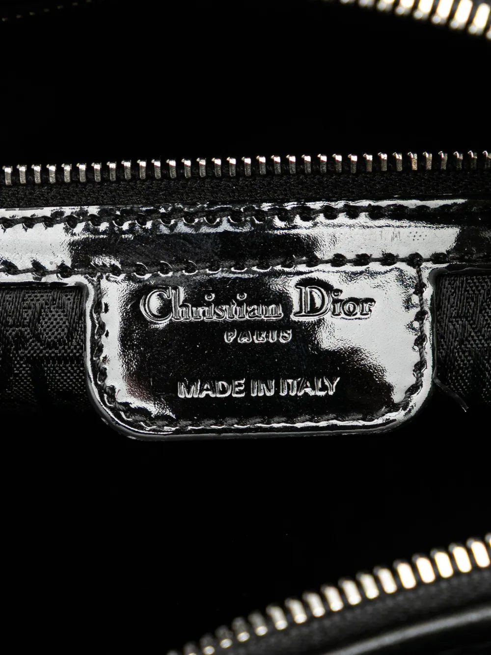 美品・ヴィンテージ【Dior】2009 パテント サッチェルバッグ Christian Dior Pre-Owned 2009 ラージ パテント カナージュ