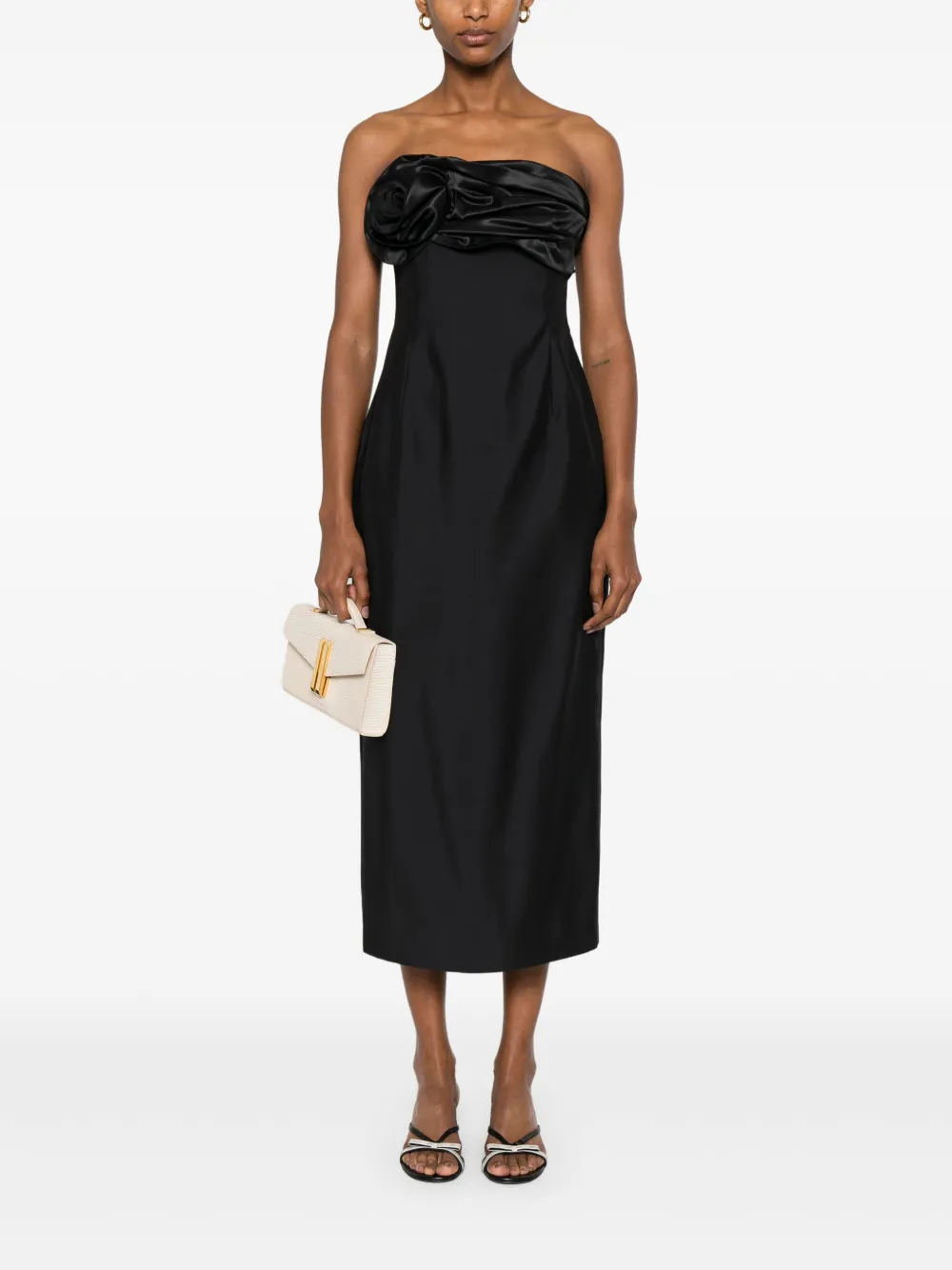 Magda Butrym strapless ruched midi dress - Zwart