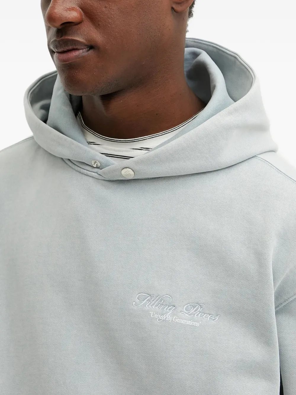 Filling Pieces embroidered-logo hoodie Blauw