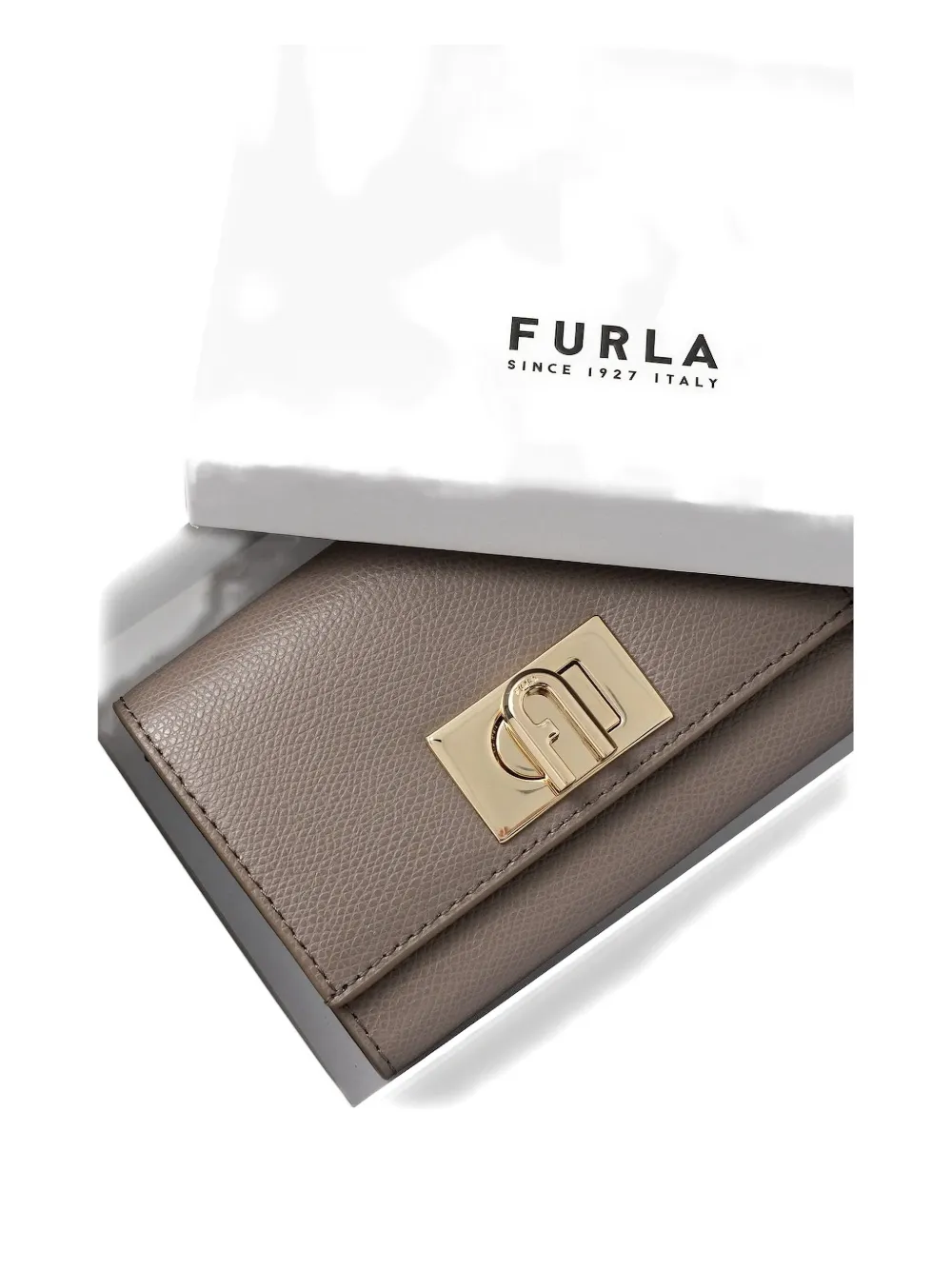 Furla 1927 M portemonnee met metallic plakkaat en rits Bruin