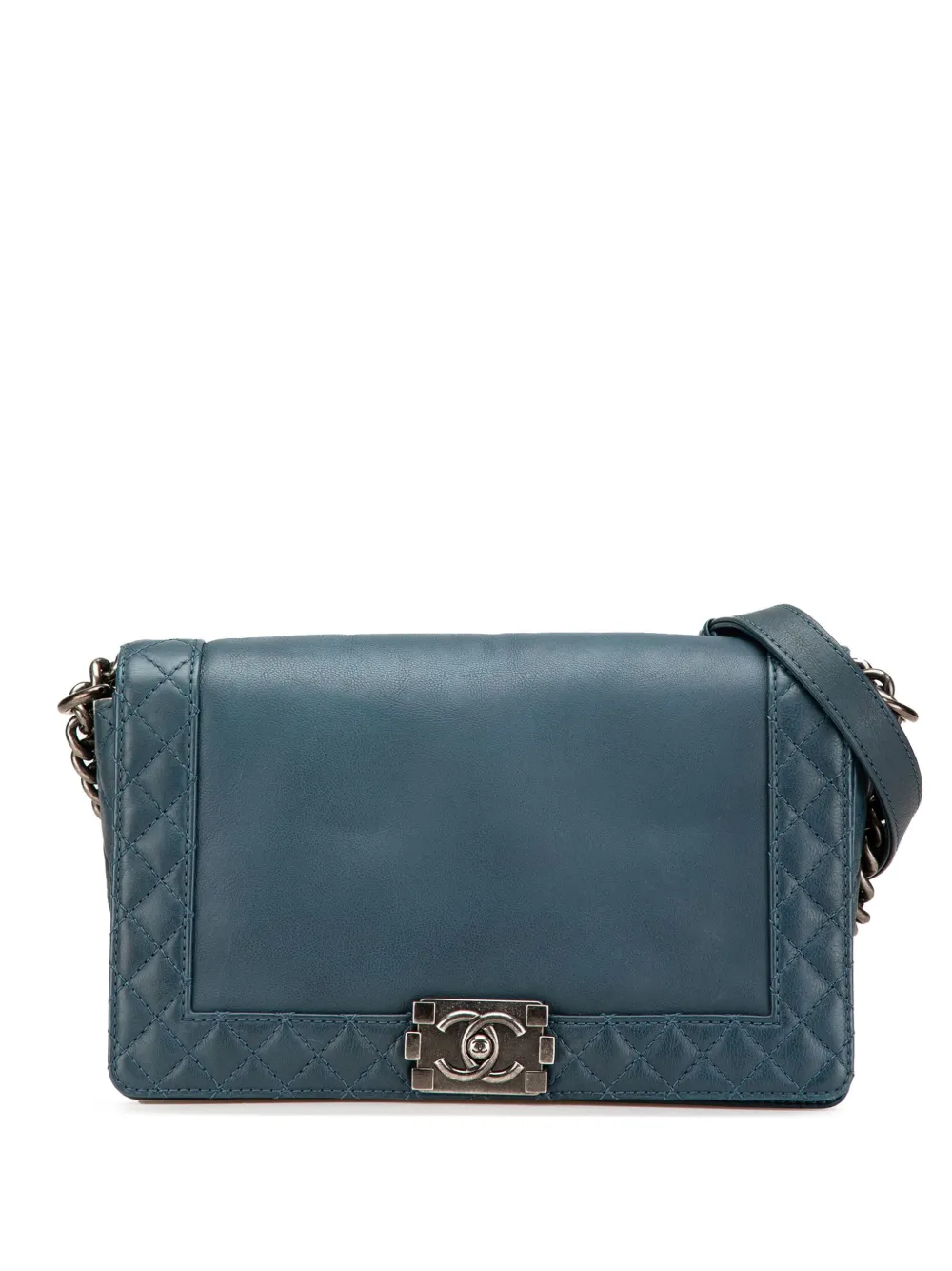 CHANEL Pre-Owned 2013-2014 ミディアム カーフスキン ボーイ リヴェルソ フラップ ショルダーバッグ - ブルー CHANEL Pre-Owned 2013-2014 ミディアム カーフスキン ボーイ リヴェルソ フラップ ショルダーバッグ - ブルー
