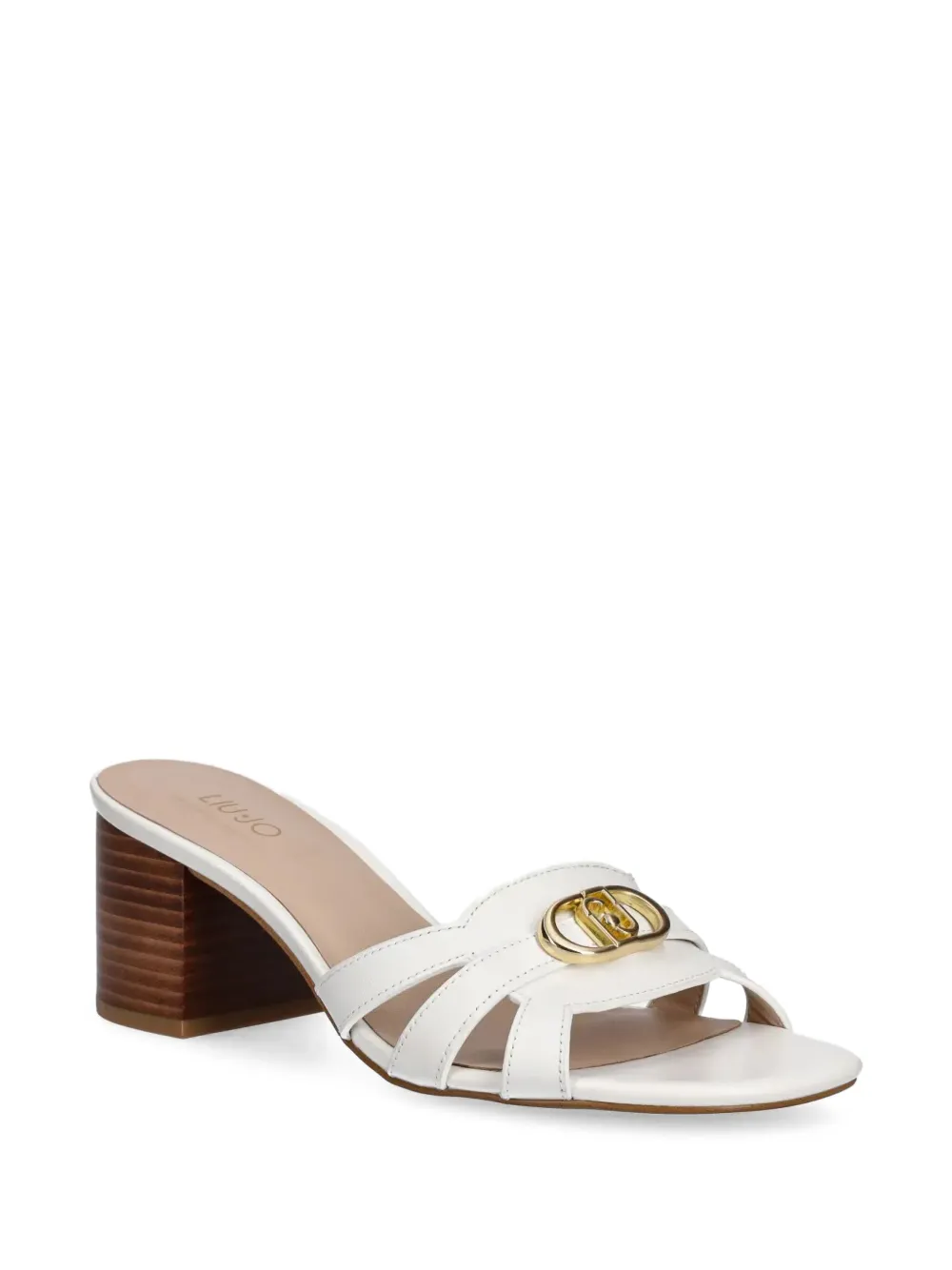 Liu •jo 60mm Block-heel Leather Sandals In White