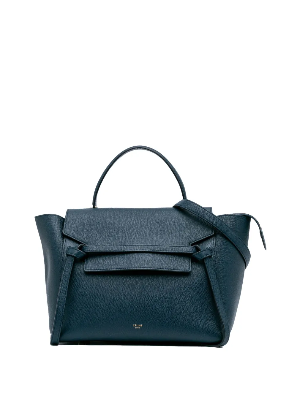 Céline Pre-Owned 2017 ミニ グレインカーフスキン ベルト サッチェルバッグ - ブルー Céline Pre-Owned 2017 ミニ グレインカーフスキン ベルト サッチェルバッグ - ブルー