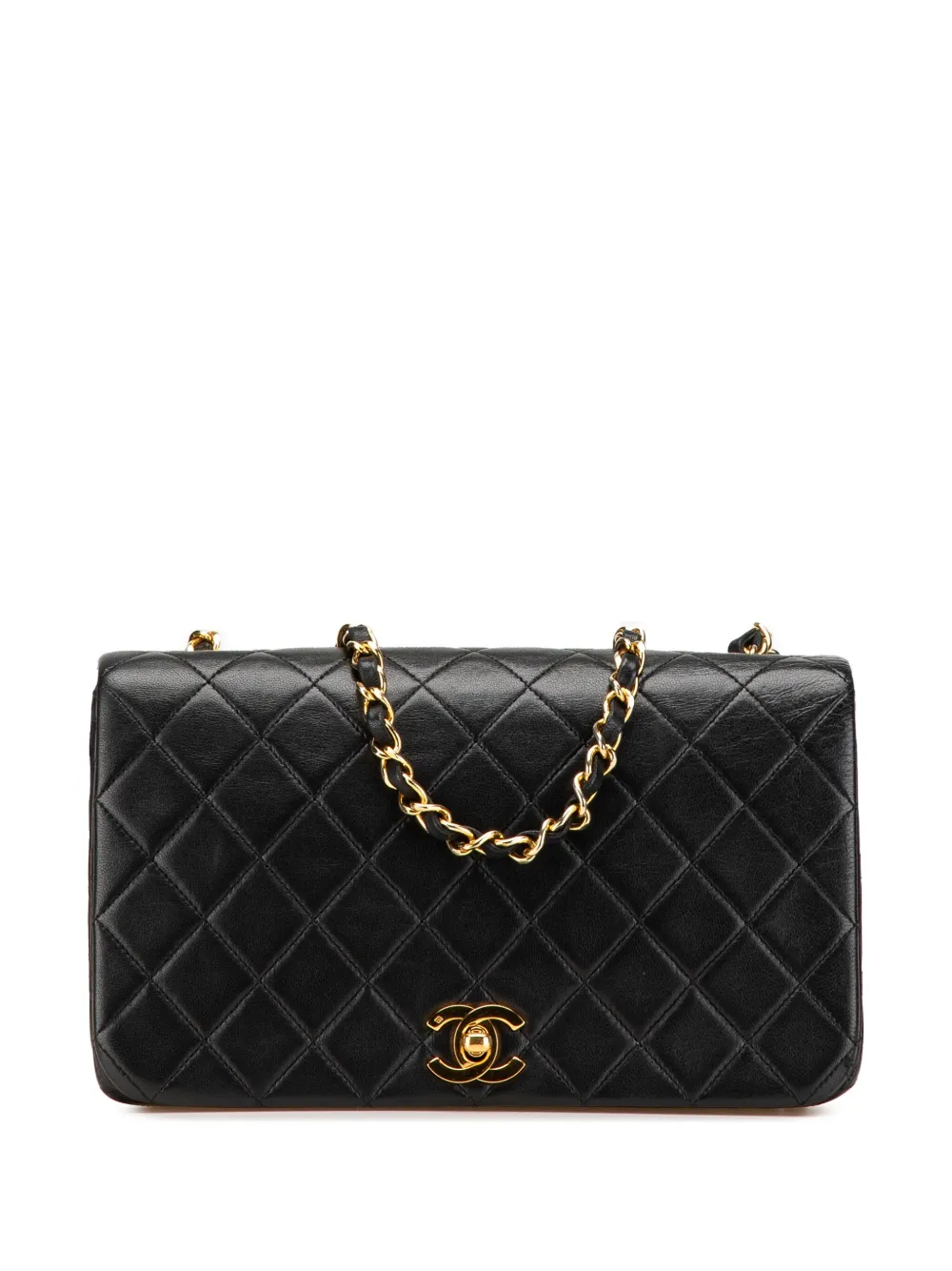 CHANEL Pre-Owned 1989-1991 ココマーク マトラッセ ラムスキン フルフラップ ショルダーバッグ - ブラック CHANEL Pre-Owned 1989-1991 ココマーク マトラッセ ラムスキン フルフラップ ショルダーバッグ - ブラック
