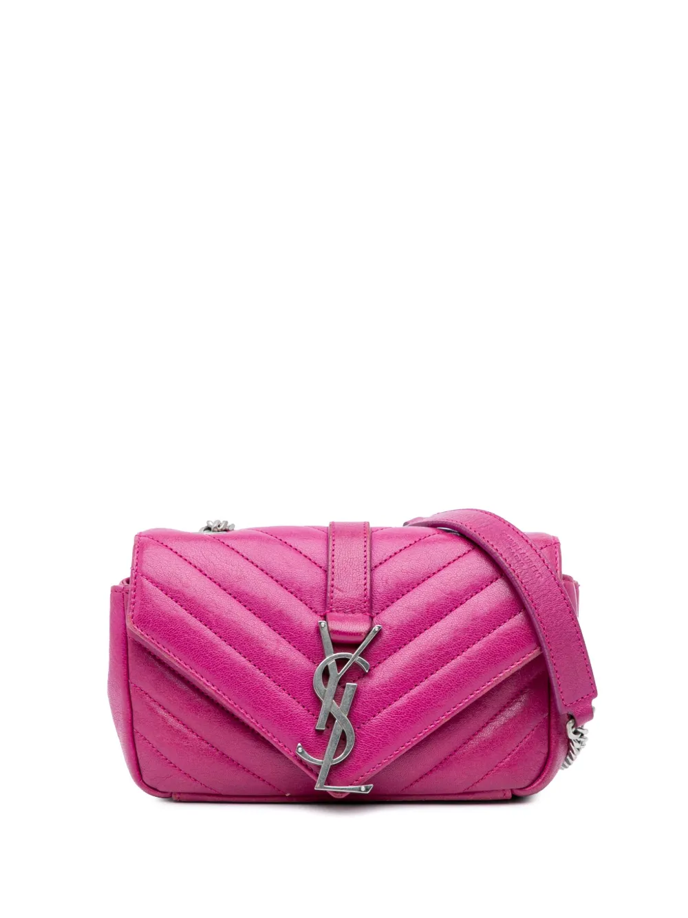 Saint Laurent Pre-Owned Borsa a tracolla in pelle di pecora con motivo chevron, monogramma e catena 2015 | rosa | Image 1