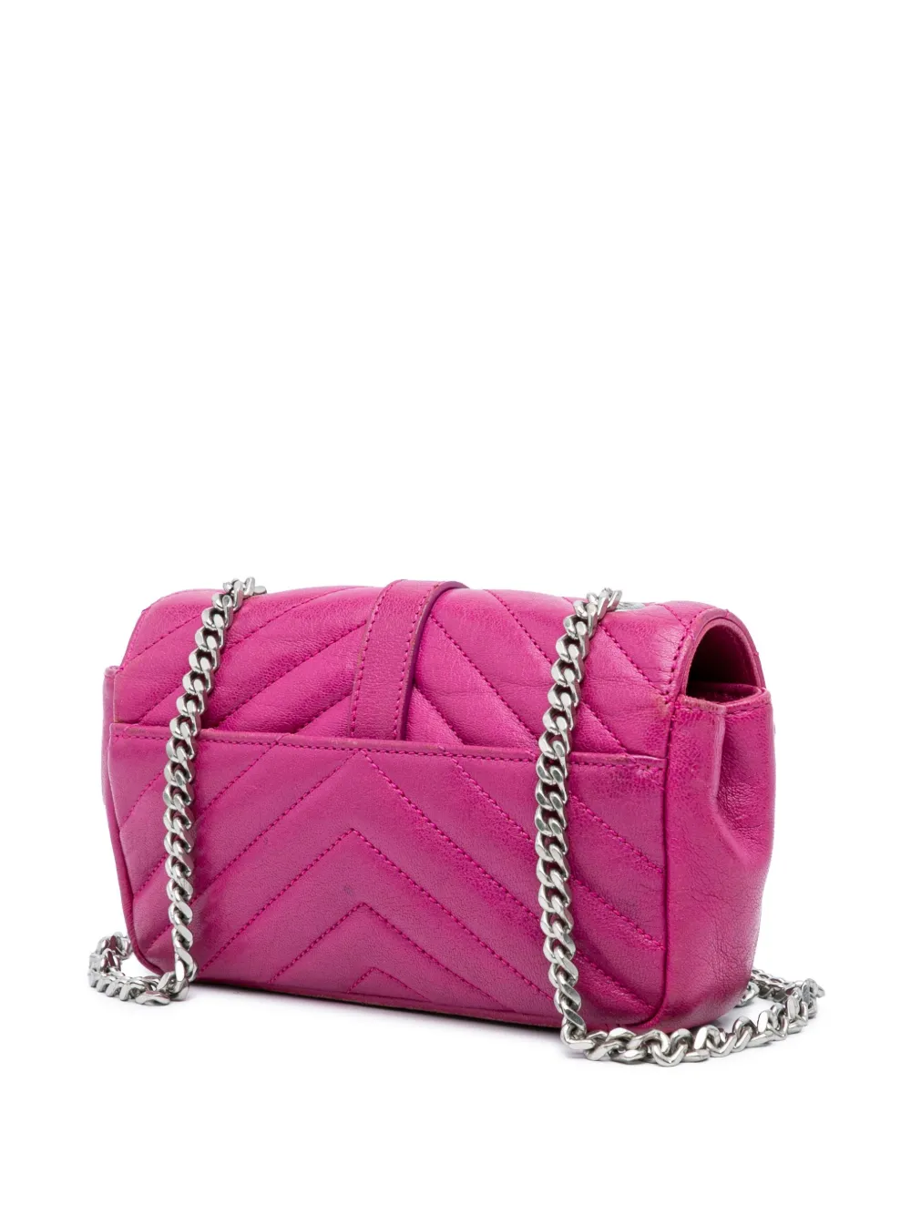 Saint Laurent Pre-Owned Borsa a tracolla in pelle di pecora con motivo chevron, monogramma e catena 2015 | Pre-owned | Image 2