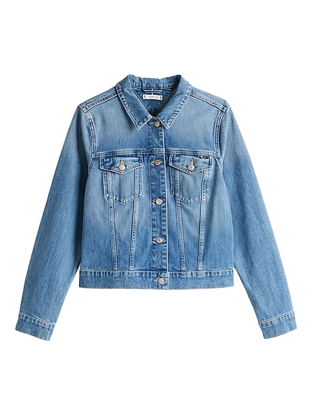 button-fastening denim jacket