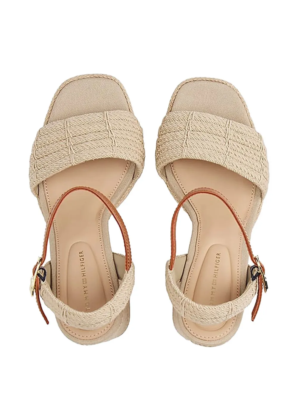 Tommy Hilfiger Sandalen met 100 mm blokhak en plateauzool Beige