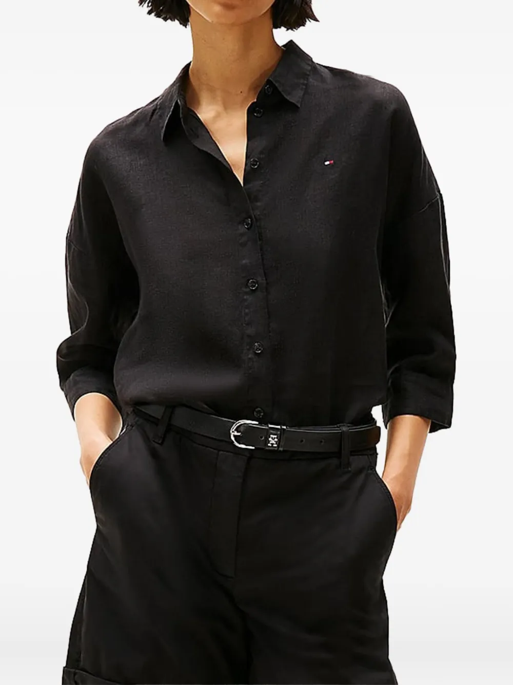 Tommy Hilfiger Linnen blouse Zwart
