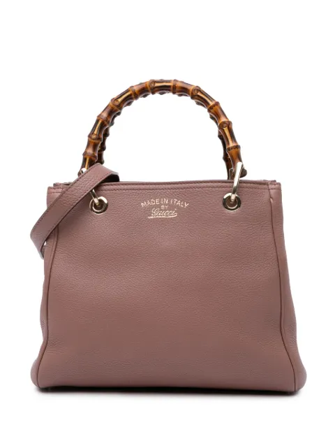 Gucci Pre-Owned bolsa satchel Shopper pequeña de piel de becerro y bambú 2000-2015