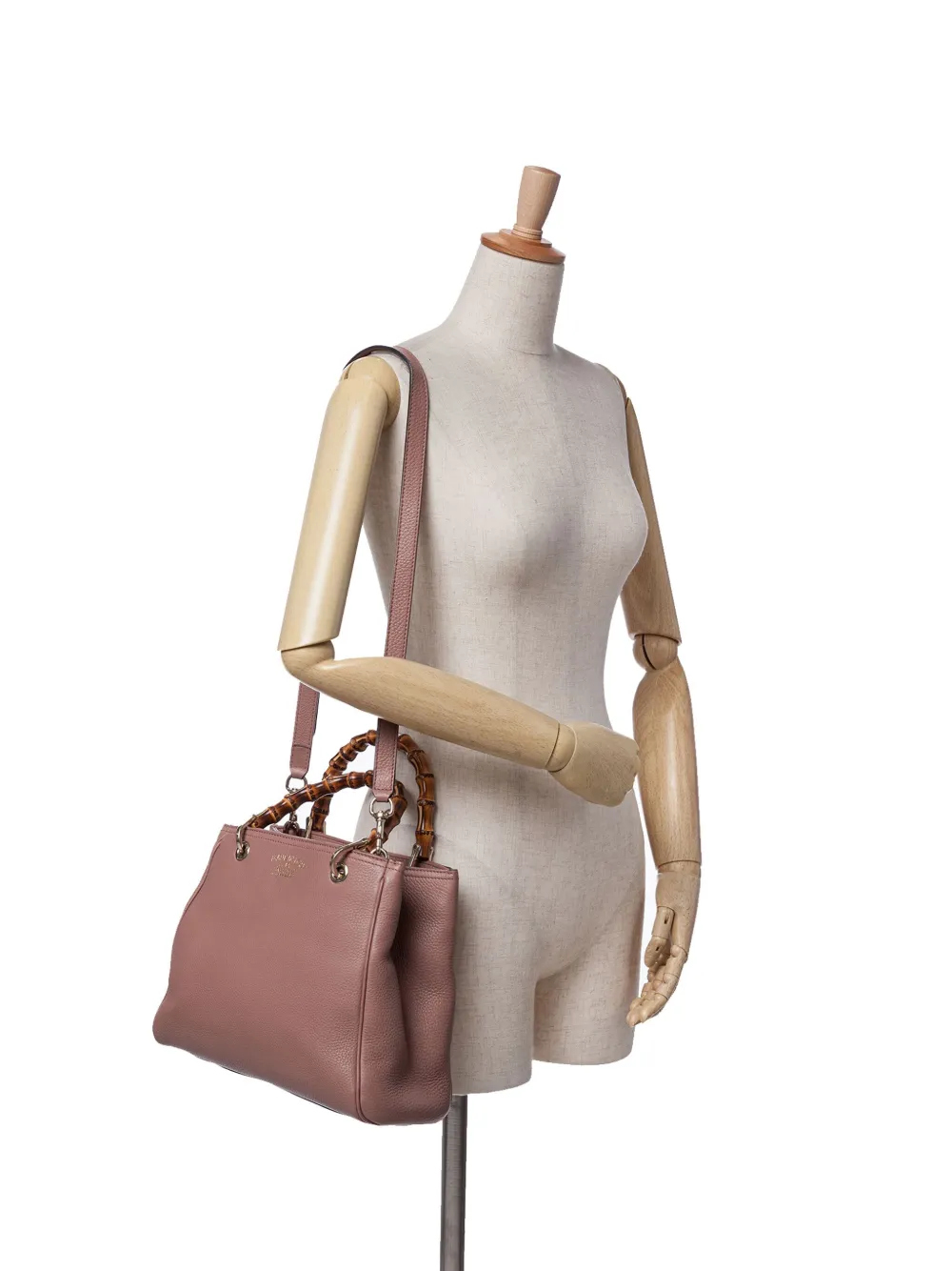 Gucci Pre-Owned Borsa shopper piccola in pelle di vitello con dettagli in bambù 2000-2015 | Image 7