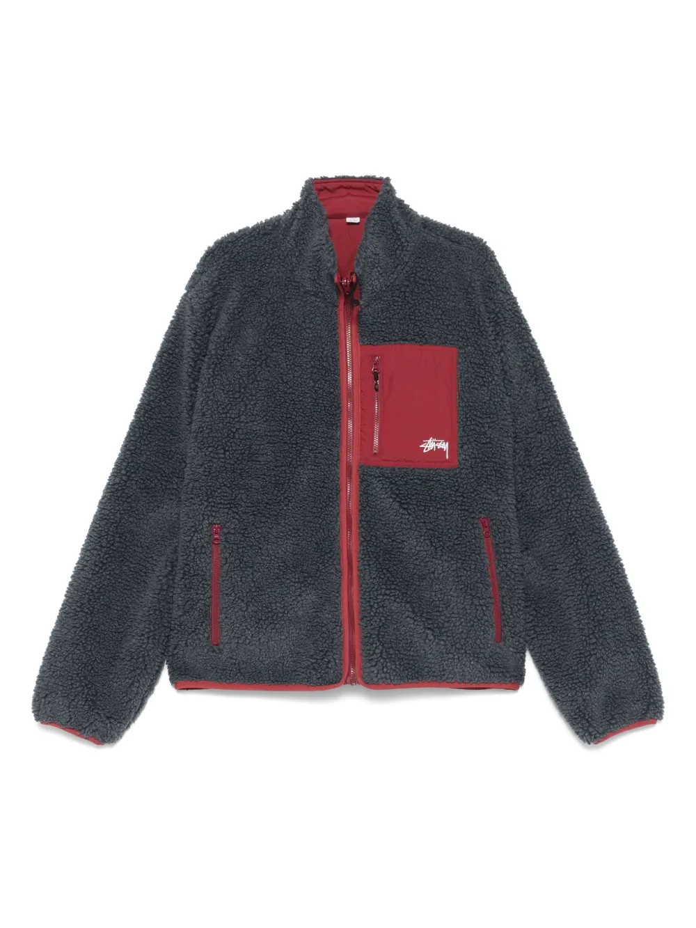 Stüssy reversible faux-shearling jacket | Blue | Image 1