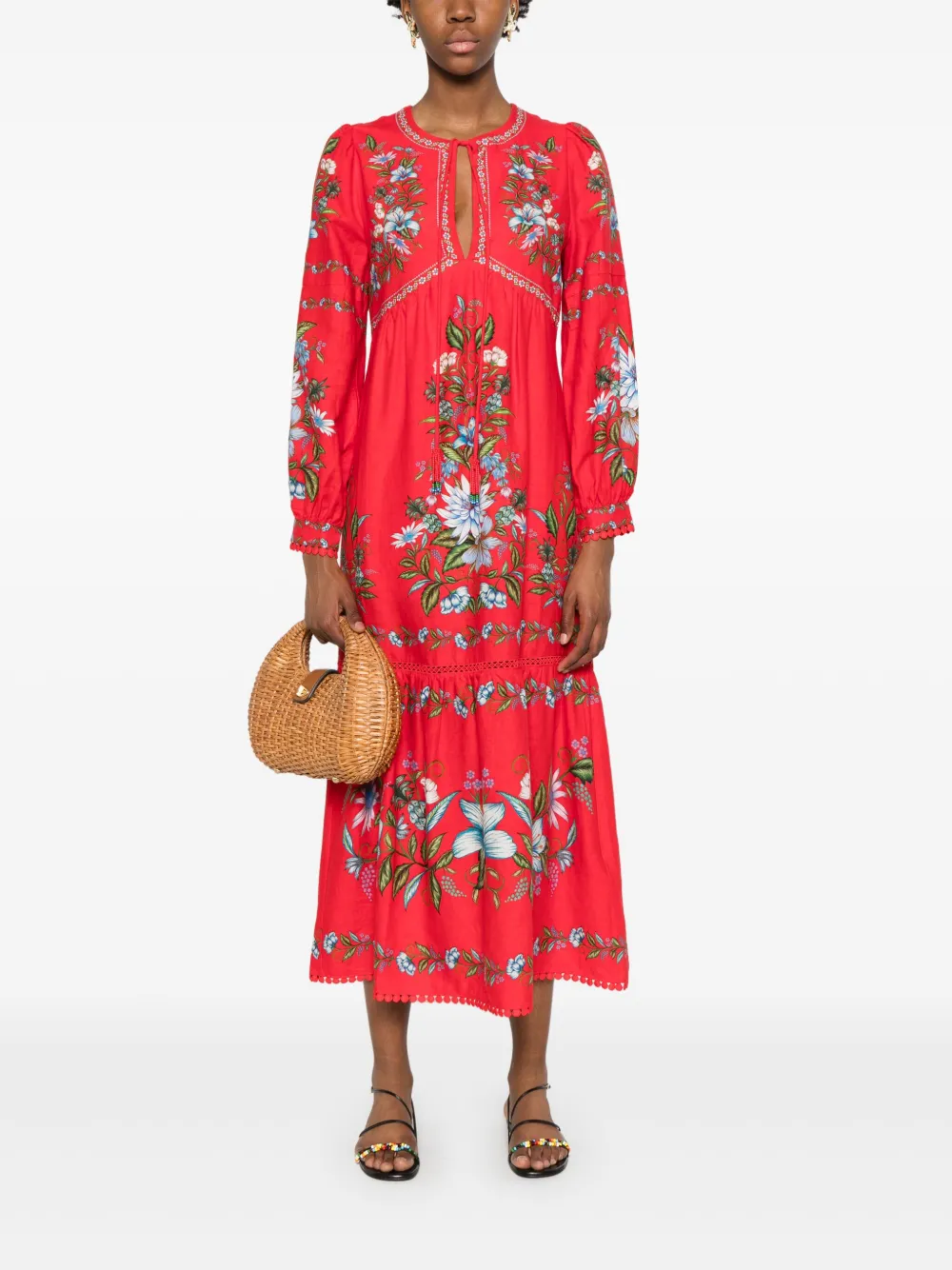 FARM Rio Jurk met Sweet Bloom Bouquet-print - Rood