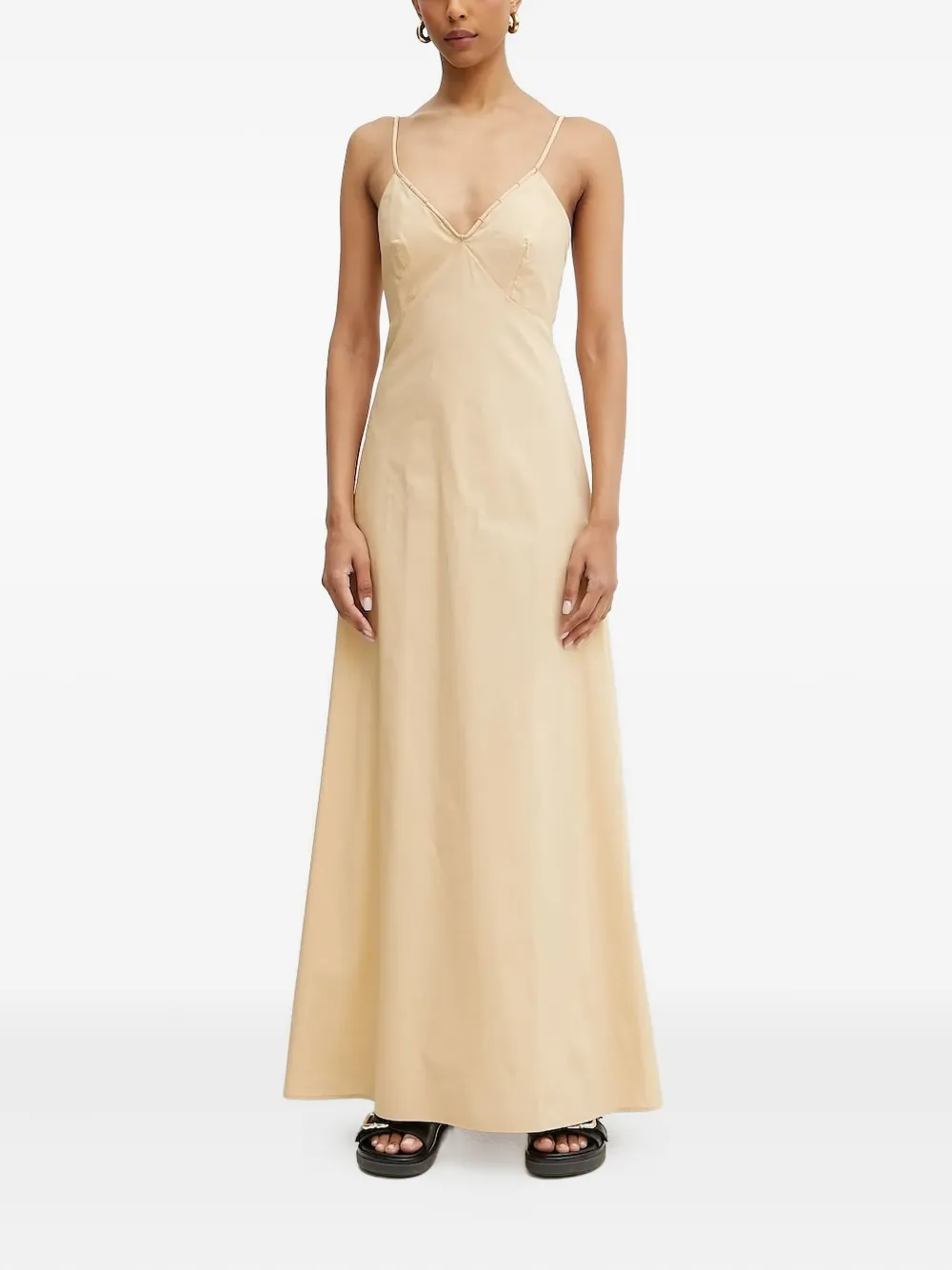 Patrizia Pepe spaghetti-straps V-neck maxi dress Beige