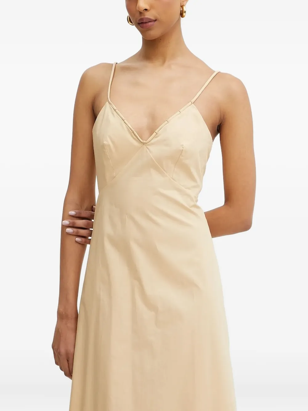 Patrizia Pepe spaghetti-straps V-neck maxi dress Beige
