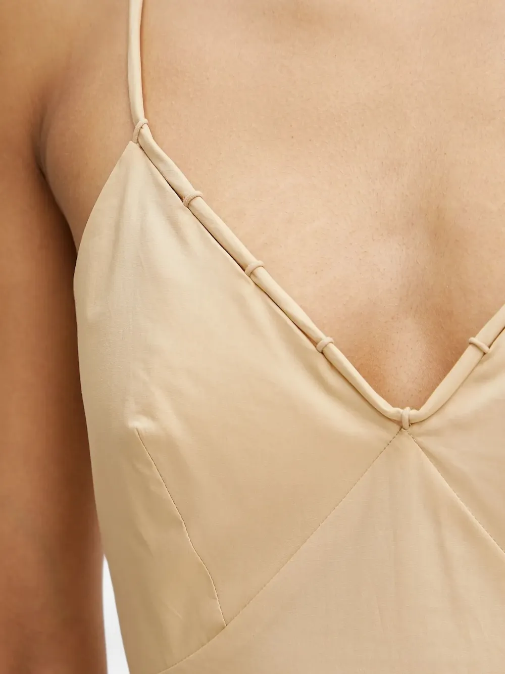 Patrizia Pepe spaghetti-straps V-neck maxi dress Beige