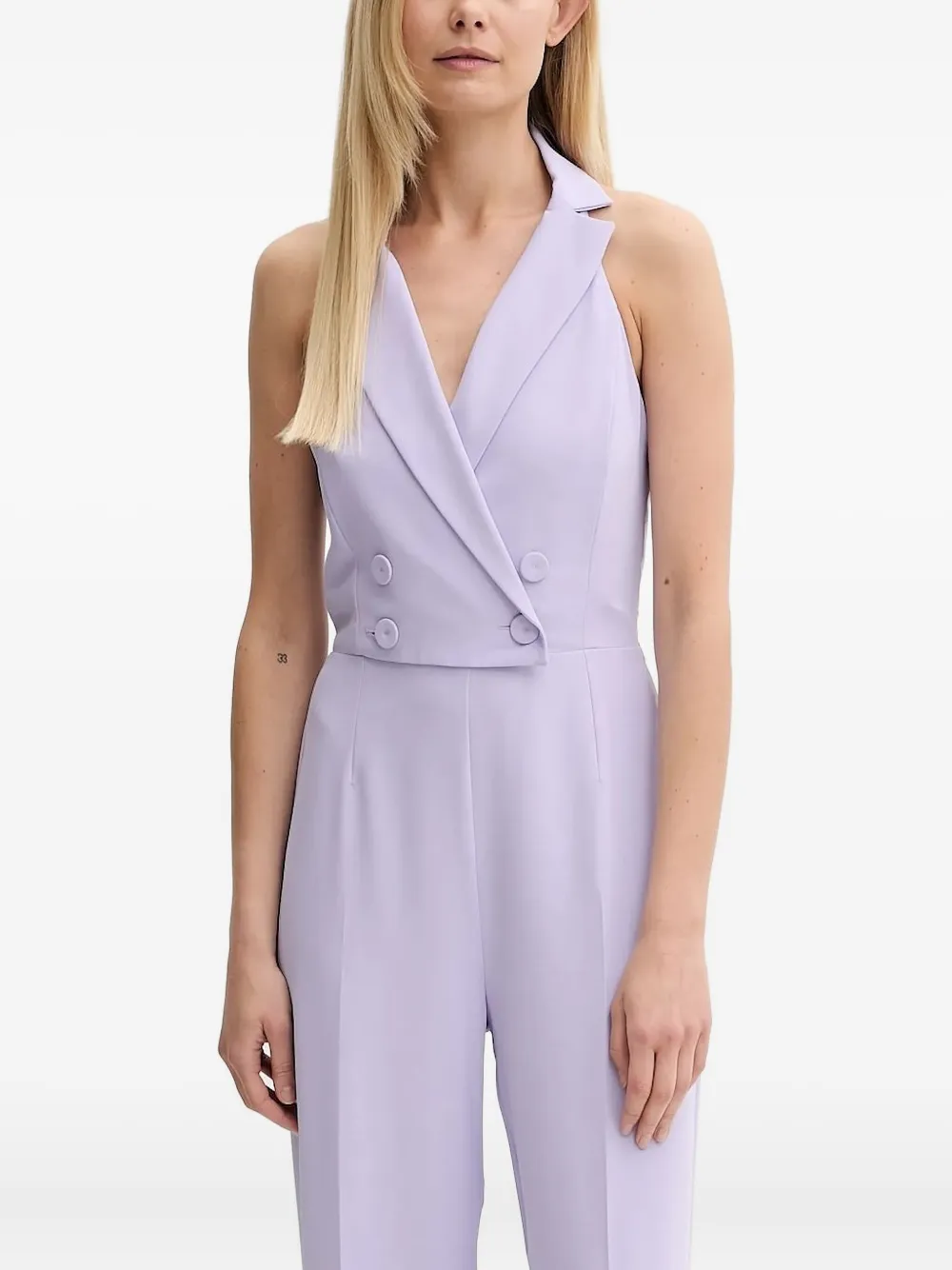 Patrizia Pepe double-breasted halterneck jumpsuit - パープル Patrizia Pepe double-breasted halterneck jumpsuit - パープル