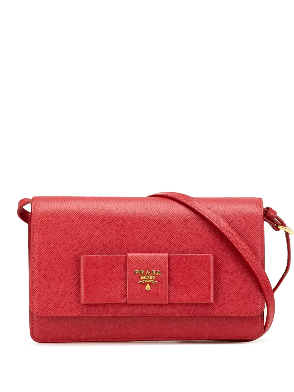 Prada Pre-Owned 2010-2024 Saffiano Lux Bow Wallet On Strap crossbody bag | Red | Image 1