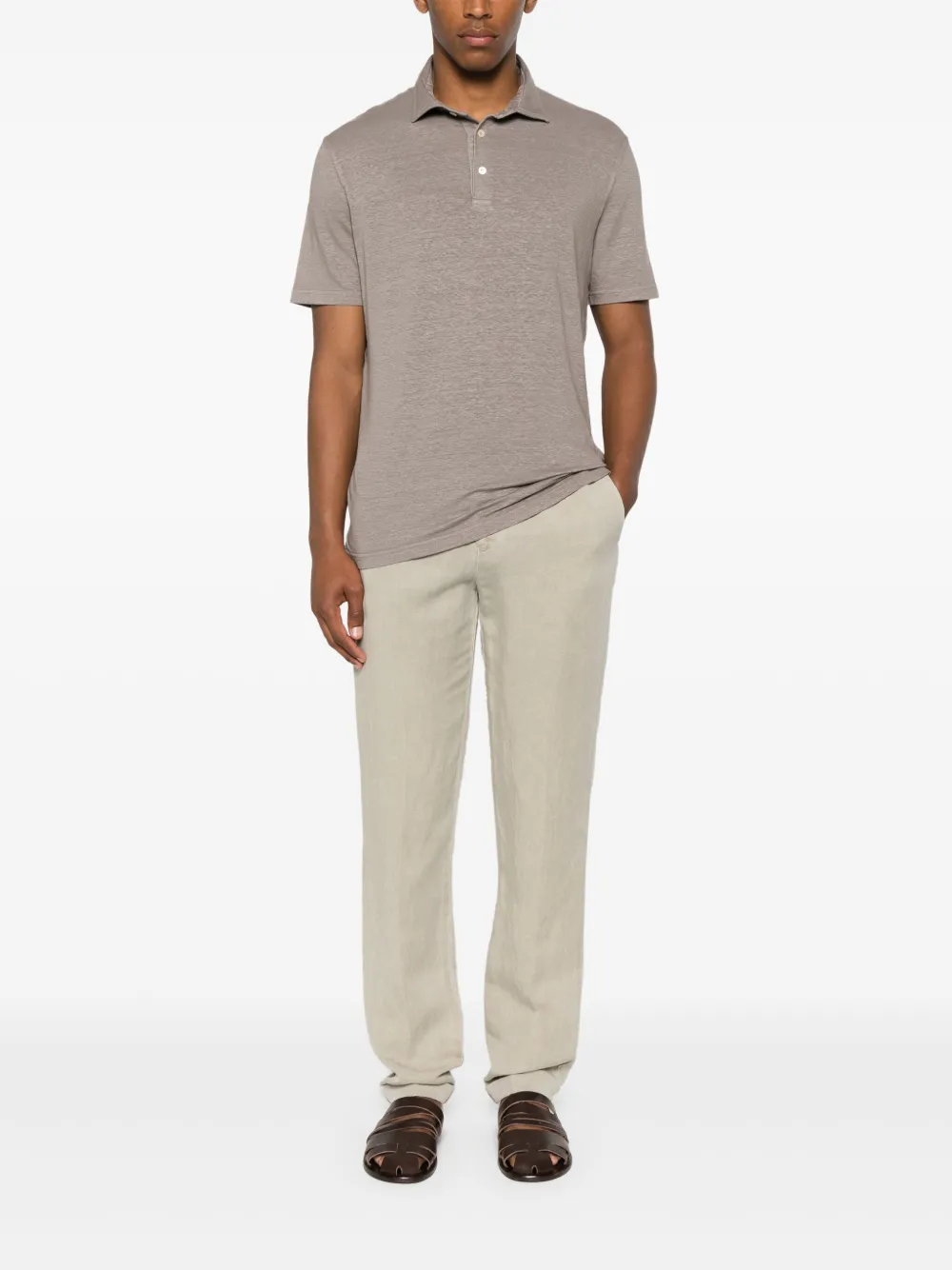Fedeli short sleeve polo shirt - Bruin