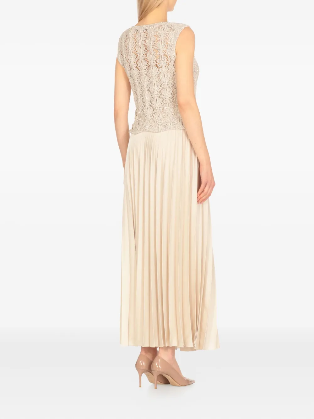 D.Exterior Gelaagde maxi-jurk Beige