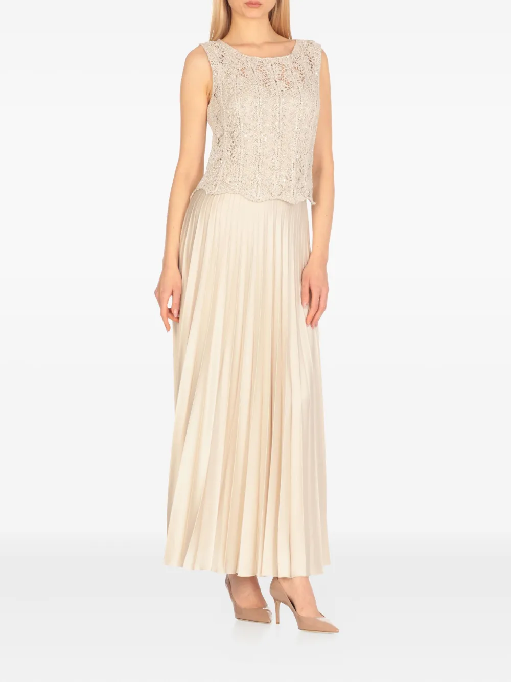 D.Exterior Gelaagde maxi-jurk Beige