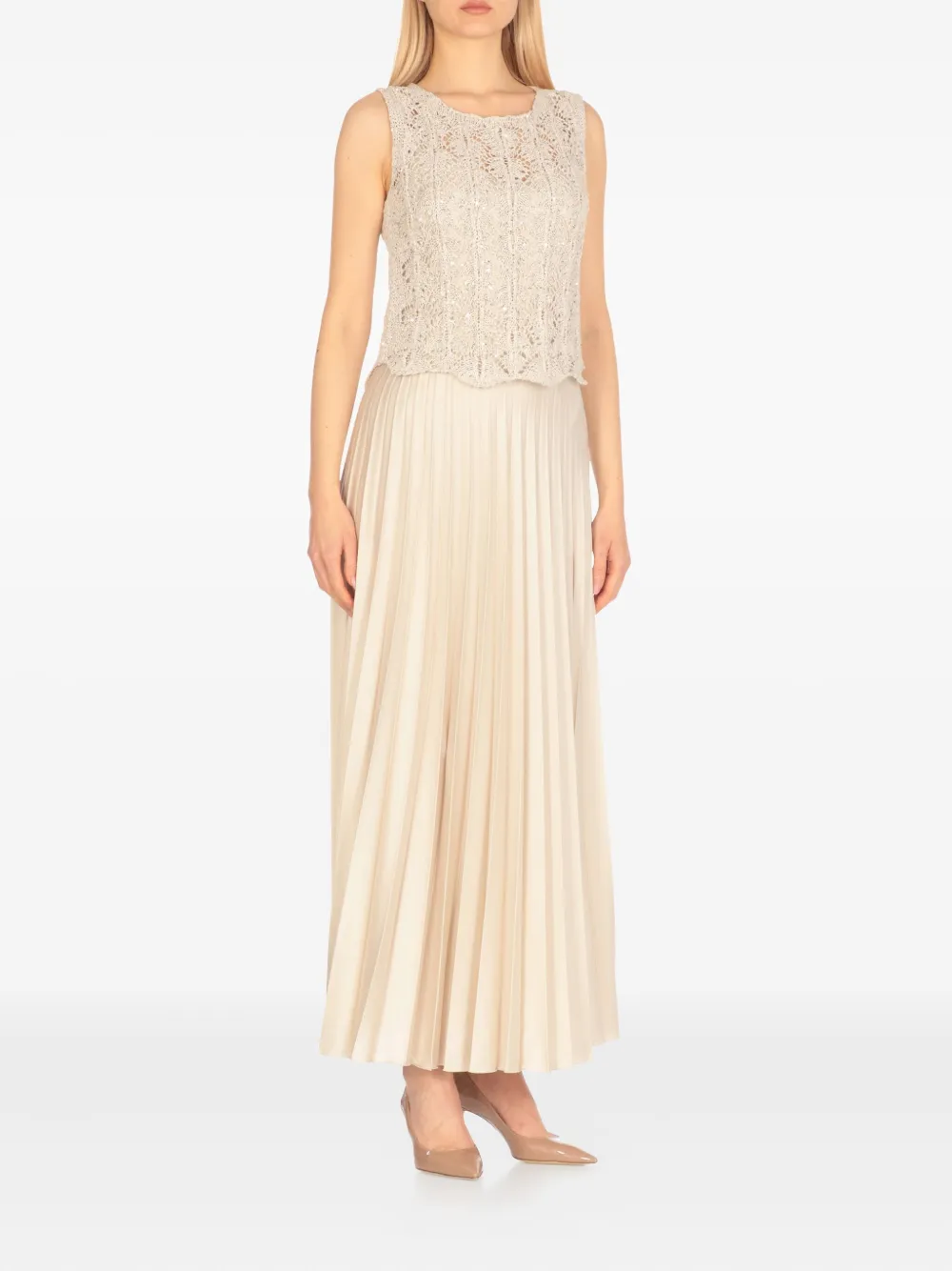 D.Exterior Gelaagde maxi-jurk Beige