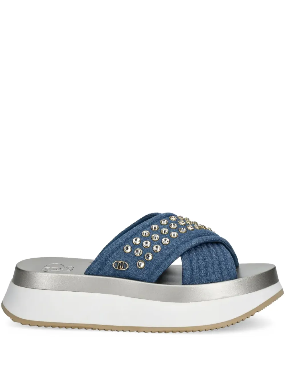 Liu •jo Stud-embellished Slides In Blue