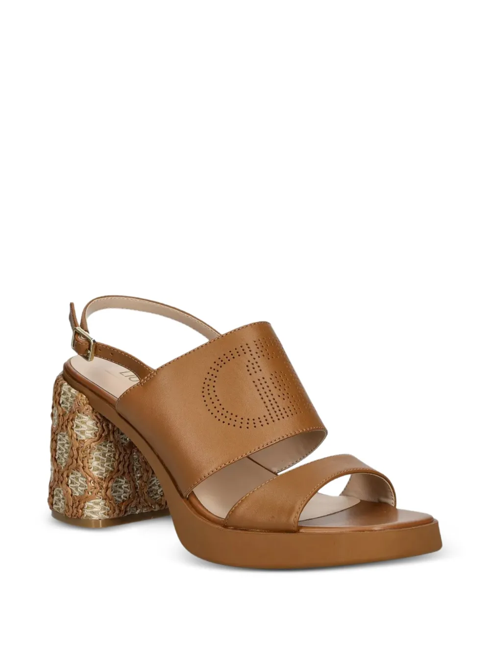 Liu •jo 85mm Perforated-logo Sandals In Brown