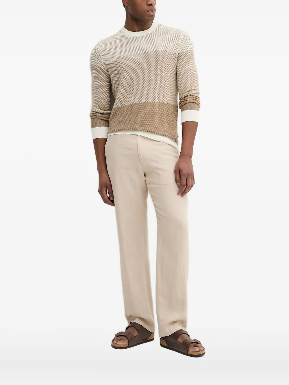 LIU JO textured colour-block sweater Beige